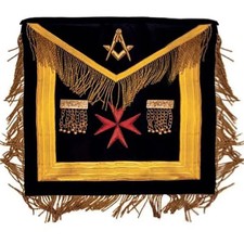 Right Worshipful Malta Regulation Apron   Black with Red Maltese Cross Freemason