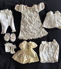 Vintage Girl's Infant Baby Clothes Lot of 9 Pcs No Sizes white/cream