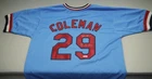 VINCE COLEMAN ST LOUIS CARDINALS AUTOGRAPHED BASEBALL JERSEY W/ BECKETT HOLOGRAM