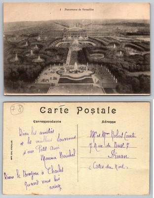 Versailles Palace Gardens Panorama Postcard France IMPR. EDIA Vintage