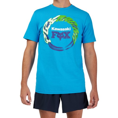 Fox Racing Kawasaki Mens Short Sleeve T-Shirt Tru Blue SM - Picture 3 of 3