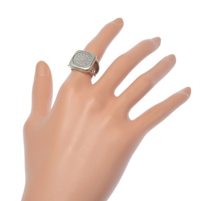HERMES Corozo Series Ring BIJOUTERIE FANTAISIE Silver metallic