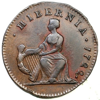 1722 4.1-Bb.2 R-4 Wood's Hibernia Halfpenny Colonial Coin | eBay