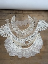 Antique-Vintage Lace Crocheted Collars Trim Edging Appliqu Craft Lot 6 Pieces