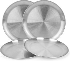 Reusable Brushed Metal Dinner Plates-Stainless Steel Round Plates,Dinner Plate