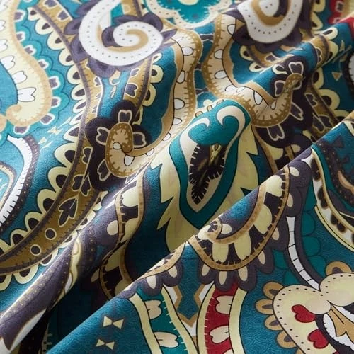  Juego de 3 fundas nórdicas verde azulado 100 % algodón egipcio 1 rojo blanco boho reina cachemira Foto 3 de 4