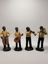 Jazz Band Figuren Set 4x Musiker Deko Vintage Stil Trommel Gitarre Bläser 