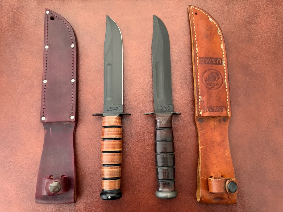 Lot Of 2 Ka-Bar 1217 USMC Fixed Blade Fighting Knives Made In USA
