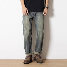 new blue jeans men's loose straight trendy brand large size casual trousers