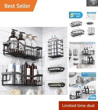 Large Capacity Adhesive Shower Caddy Set - Stylish Organizers for Bathroom