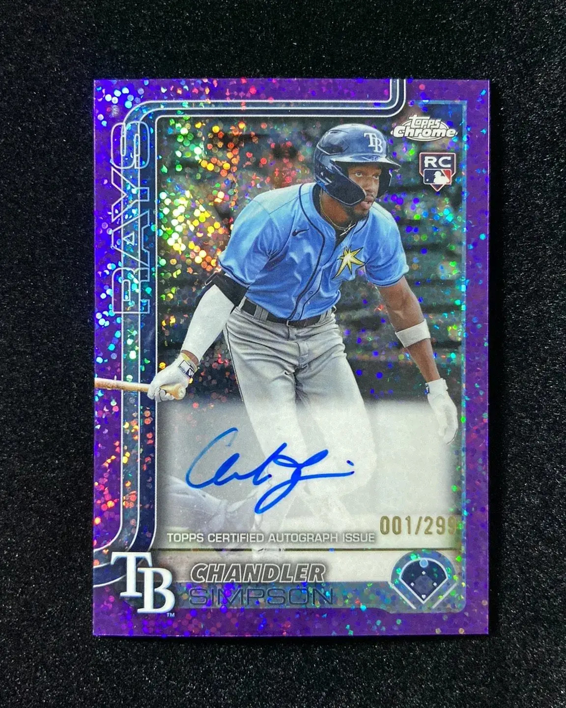 2025 Topps Chrome Purple Speckle Chandler Simpson RC Rookie Auto 1/299 HD