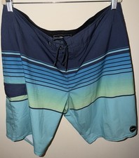 O Neill Board Shorts Mens 38 Blue Striped Swim Surf Beach Trunks Stretch