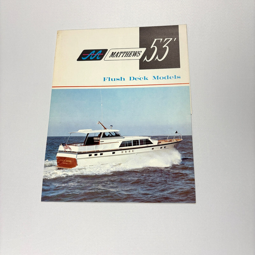 Vintage Matthews 53' Flush Deck Modellboote Werbung Prospekt ausklappbar 60er - Bild 1 von 6