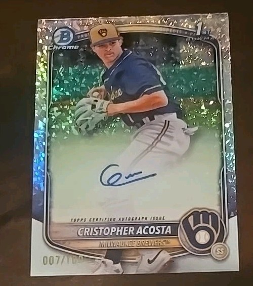 2025 Bowman Chrome #CPA-CAC CRISTOPHER ACOSTA AUTOGRAPH DIAMOND PARALLEL 007/100