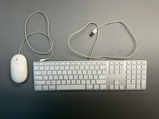Apple Aluminum A1243 USB Wired Keyboard  A1152 USB Wired Mighty Mouse VINTAGE