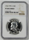 1956 Franklin Silver Half Dollar Type 2 NGC BIG GRADE! NGC Proof 68 CAMEO