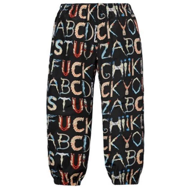 PANTALON EN SOIE ALPHABET SUPRÊME compatible pantalon alphabet soie NOIR S noir