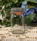 Vintage Anchor Hocking Mason Jar Square Pint Clear Glass Zinc Lid