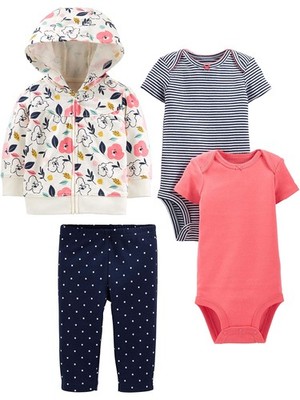 Baby Girl's 4-Piece Jacket, Pant, and Bodysuit Set Pants, Floral, 6-9 Months