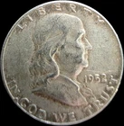 1952 P Franklin Half Dollar - 90% Silver - Circulated