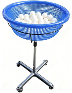 TNZMART Adjustable Ping Pong/Pickleball Ball Holder Basket w/ Wheels