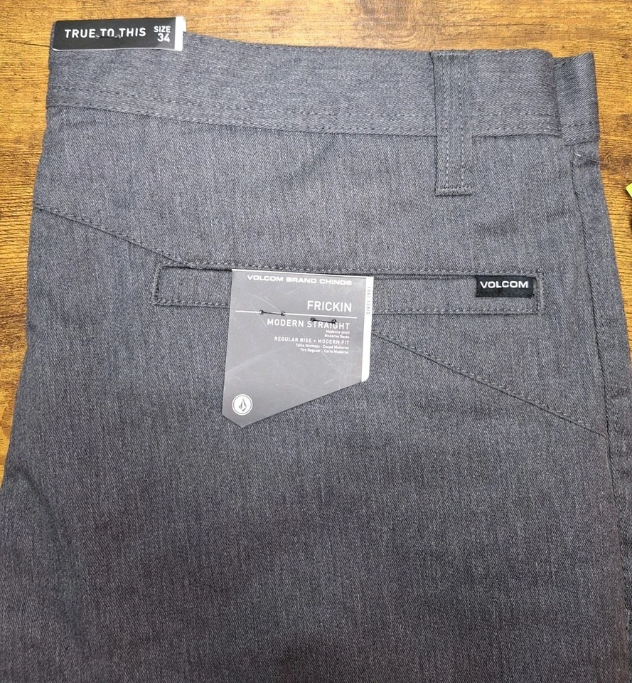 Volcom Men’s Frickin Modern Straight Chino Shorts, Grey, Size 34 - New With Tags - Image 4 of 4