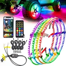  4PCS 14" Double Sided RGB LED Wheel Ring Lights with APP & 14inch-Double Sided