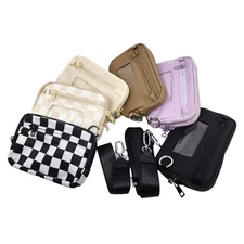 HZ-7891 Women's Double Compartment Nylon Crossbody Wallet Bag and Wristlet