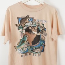 Vintage 80s Kentucky Nature Animals Medium T shirt Single Stitch Made in USA