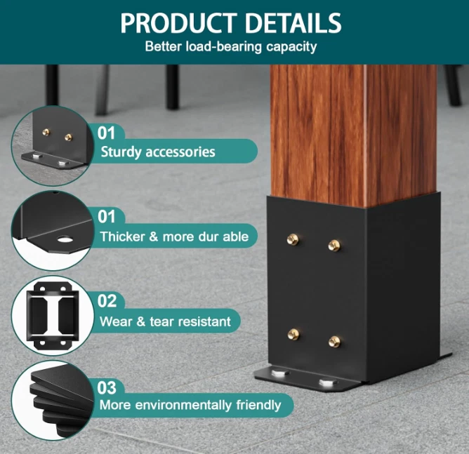 Base para poste 4x4, 10 piezas, tamaño interior 3.6"x3.6", accesorio recubierto en Foto 2 de 4