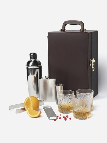 Bar Set with Whiskey Glasses Portable Leatherette Bar Set Bar Set For Picnic - Picture 3 of 3