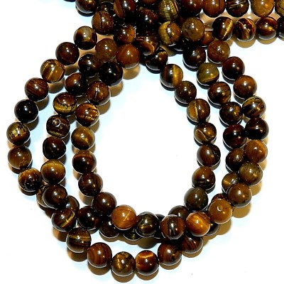 GR2176 Golden Brown 6mm Round Tiger's Eye Gemstone Beads 15'' 