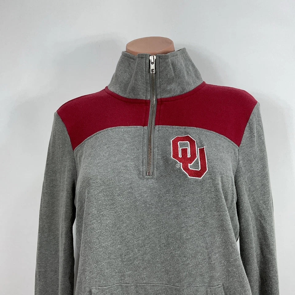 Victoria’s Secret PINK Oklahoma Sooners Sweatshirt 1/4 Zip Pullover Womens Small - Image 3 of 4