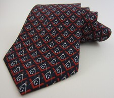Masonic Tie Navy Red Silk Optical Square Compasses Freemason Mason