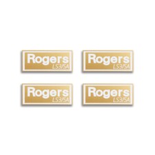 Rogers LS 3/5A Speaker Grill Badge Logo 35mm 1.38" X15.2mm 0.6" GOLD
