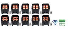 10 Rockville BEST PAR 50 Battery Par Can Wash Up-Lights w/Wireless DMX RGBWA UV