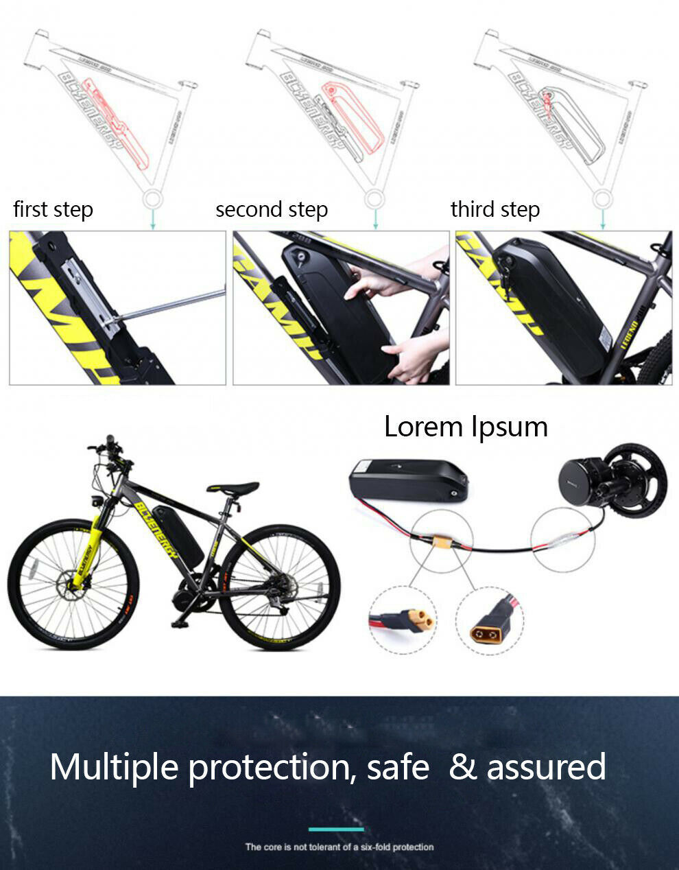 48V 20Ah Ebike Batterys Hailong Downtube Samsung Lithium Ion Li-Ion 960W Charger