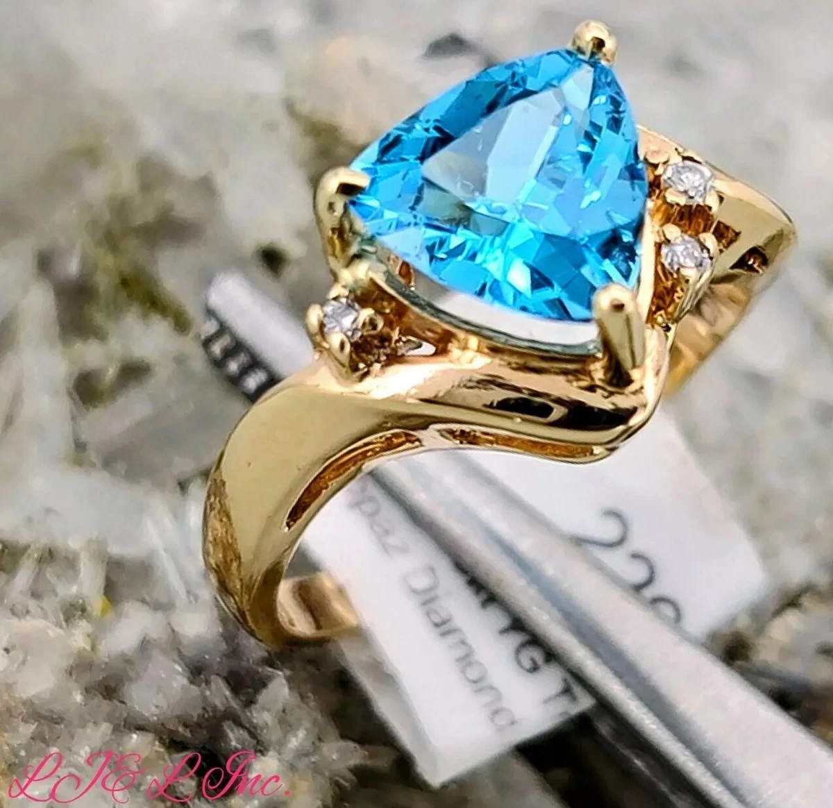 Blue topaz yellow gold rings cheap