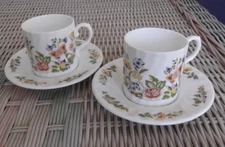 Pair of Aynsley "Cottage Garden" Demitasse Cups & Saucers