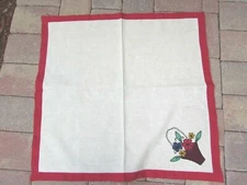 Vintage Embroidered Applique Table Cloth Square Card 33699