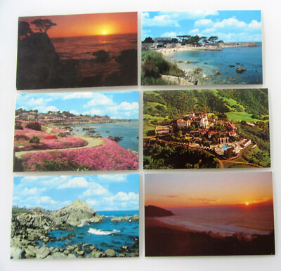 USA Cards Lot 6 x CALIFORNIA (San Simeon, Big Sur, Pebble Beach, Pacific Grove)