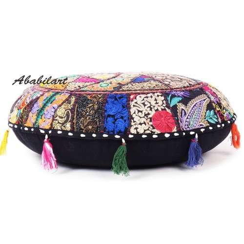 Indian Handmade Cotton Pillow Cover, Multicolor Bohemian Floor Cushion Cover US - Picture 4 of 79
