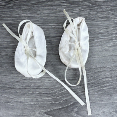 White Satin Ballet Slippers Fits 18'' Dolls Stained