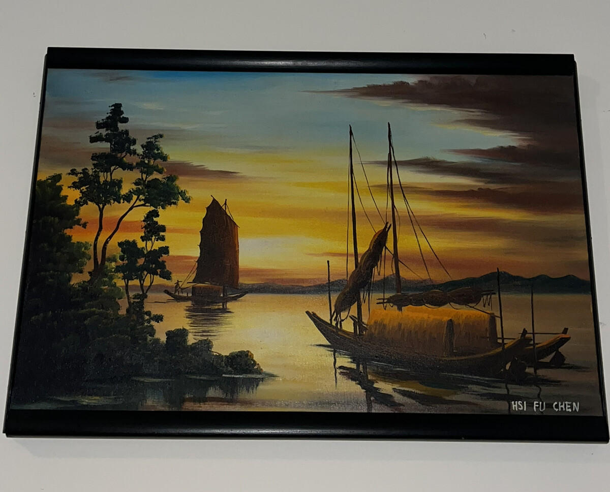 Vintage A Tsai Shen & Hsi Fu Chen Original Oil Paintings On Canvas