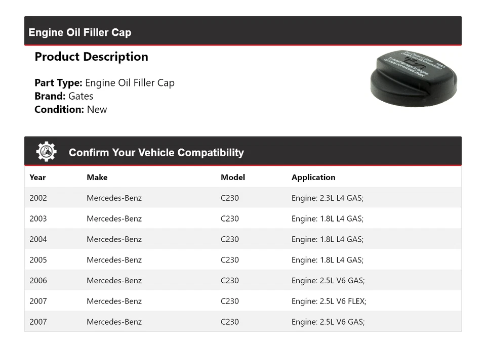 Puertas tapa llenado aceite motor Mercedes-Benz C230 2002-2007 2003 2004 2005 2006 Foto 2 de 4