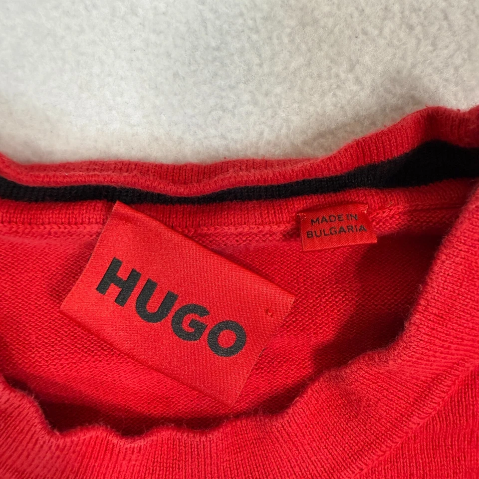 Suéter Hugo Boss Mujer L Rojo Logo San Cassius Ajuste Clásico Cuello Redondo Pullover Foto 3 de 4