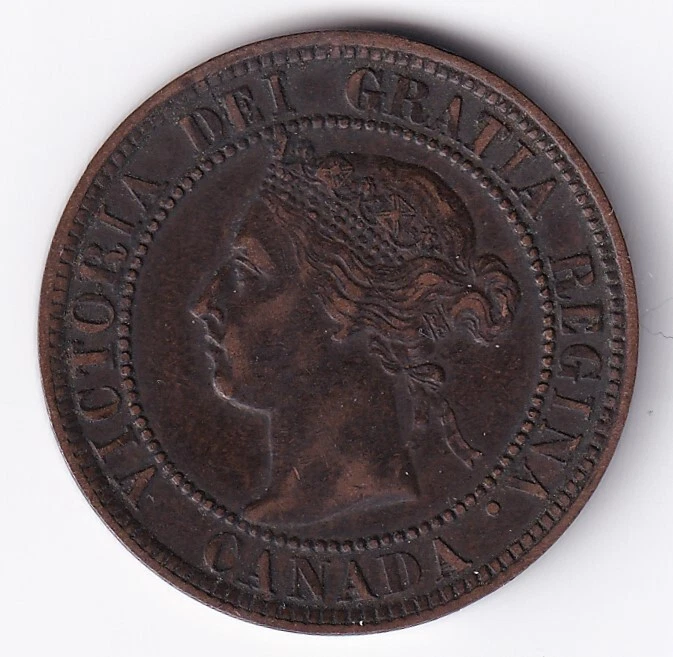 Canada 1896 1c One Large Cent Copper Coin Queen Victoria VF Far "6" #1 - Image 2 of 2