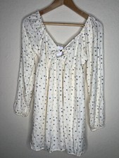 American Eagle Faux Wrap Babydoll Dress Womens Size M Cream Bohemian Coastal New