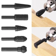5pcs 1/4" Carbon Steel Burr Drill Bit for Cutting Die Grinder Dremel Rotary Tool