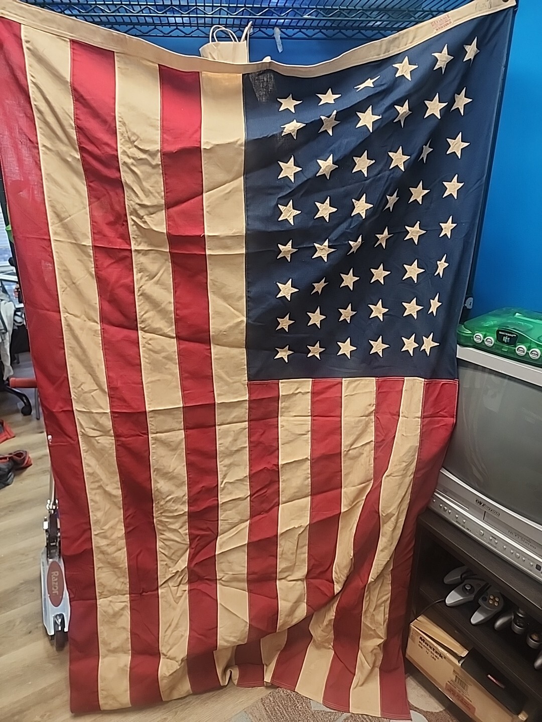 1912-1959 48 Star Cotton American Flag Defiance Annin Label Circa 1940’s 4x7!!’